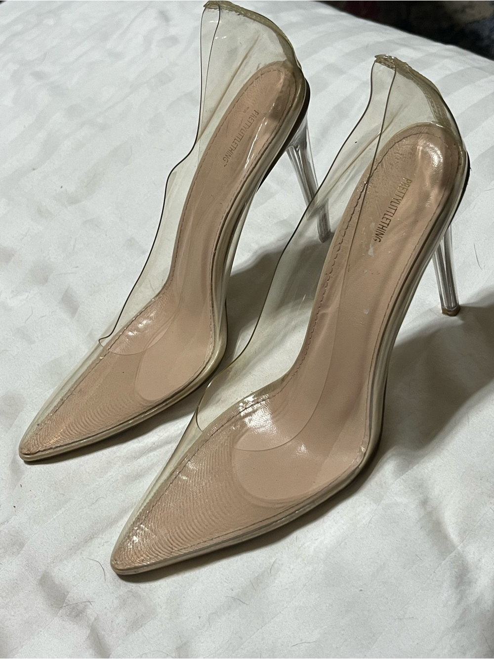 Transparent Nude Pointed-Toe Stiletto Pumps